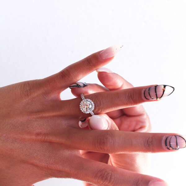 Halo Round Moissanite Engagement Ring