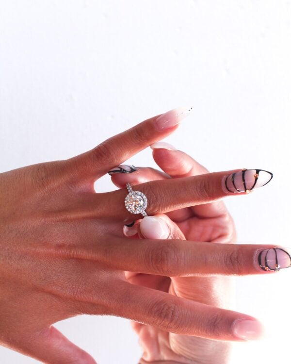Halo Round Moissanite Engagement Ring