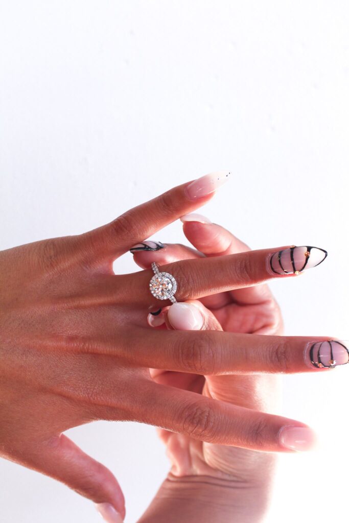 Platinum Halo Moissanite Engagement Ring