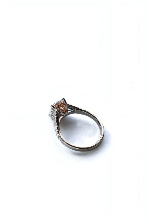 Moissanite Round Risen Heart Engagement Ring - Image 2