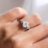 Moissanite Princess Cluster Engagement Ring
