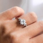 Moissanite Princess Cluster Engagement Ring