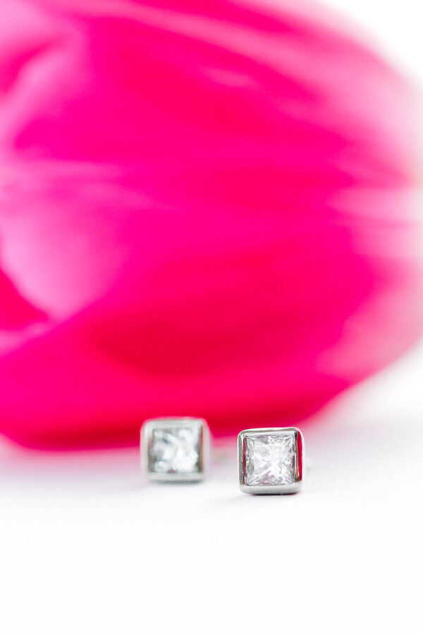 Princess Moissanite Bezel Studs - Image 4