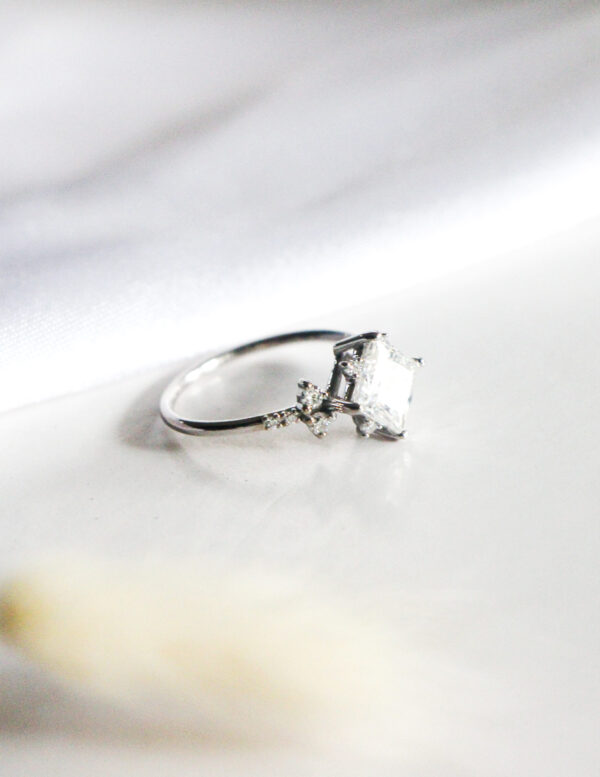 Moissanite Princess Cluster Engagement Ring - Image 2