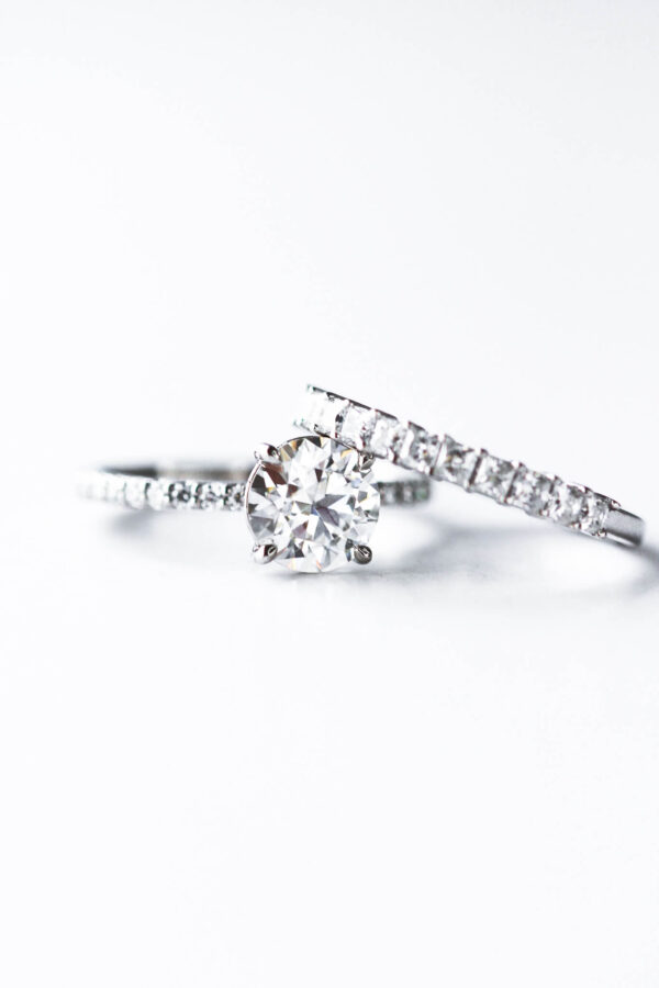 Moissanite Round Brilliant Wedding Ring Set - Image 4