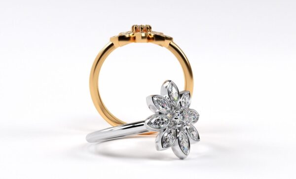 Flower Moissanite Promise Ring - Image 4