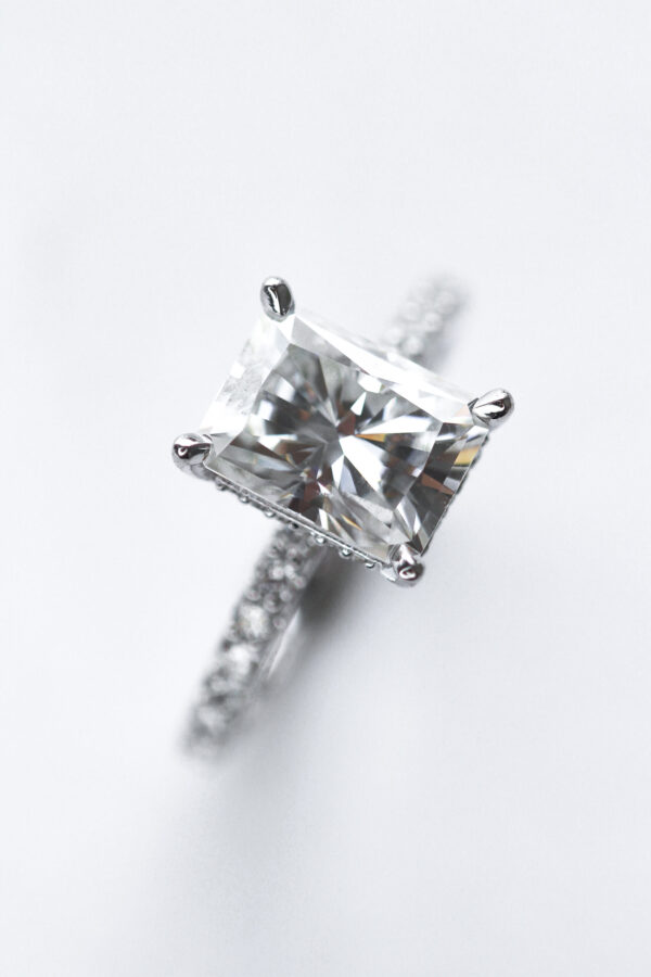 Radiant Cut Hidden Halo Ring - Image 5