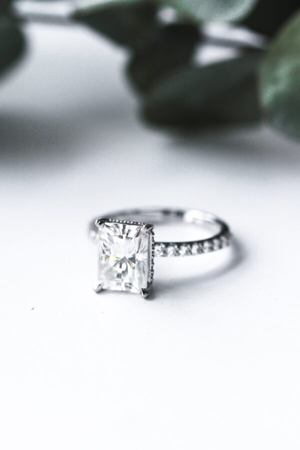 Radiant Cut Hidden Halo Ring - Image 6