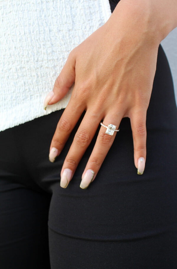 Radiant Cut Hidden Halo Ring - Image 2