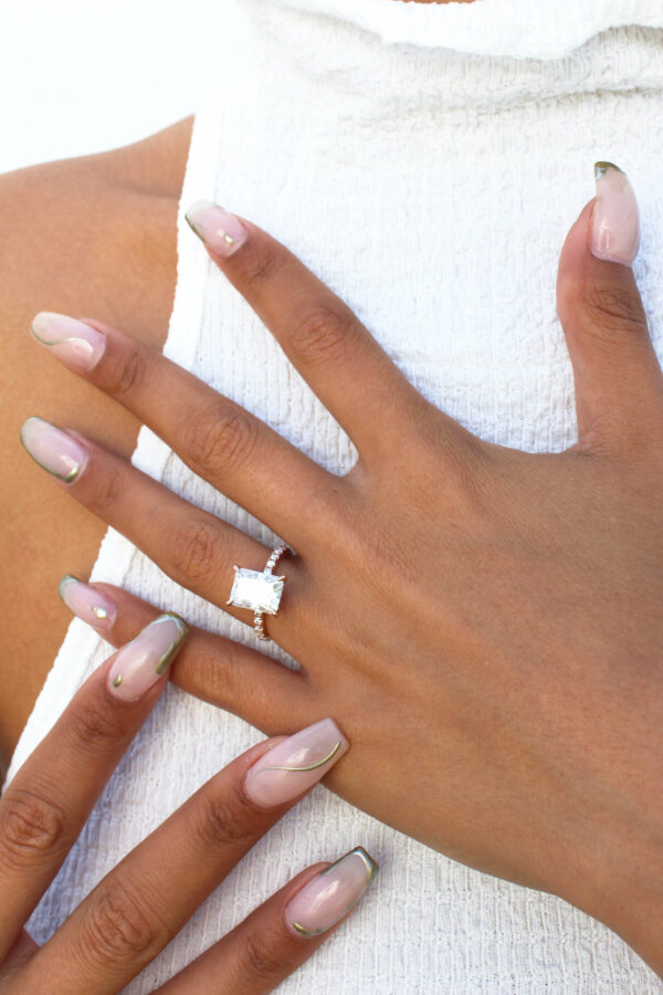 Radiant Cut Hidden Halo Ring - Image 3