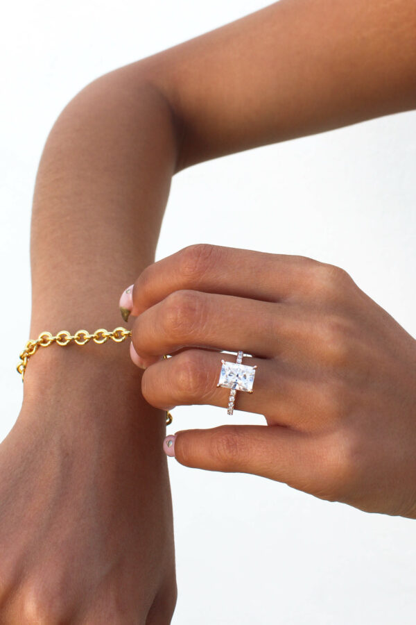 Radiant Cut Hidden Halo Ring - Image 4