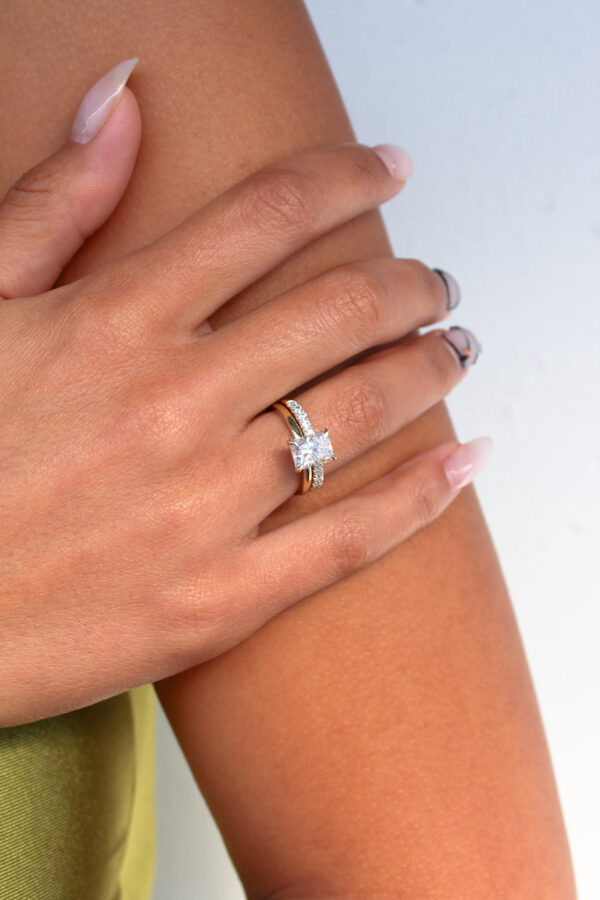Radiant Cut Wedding Ring Set - 1.5ct or 2ct - Image 2