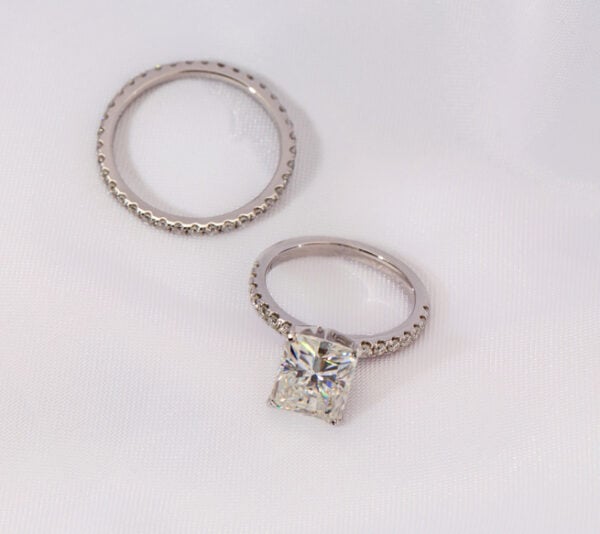 Radiant Moissanite Wedding Ring Set