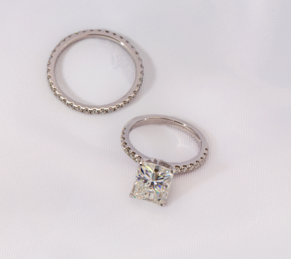 Radiant Moissanite Wedding Ring Set
