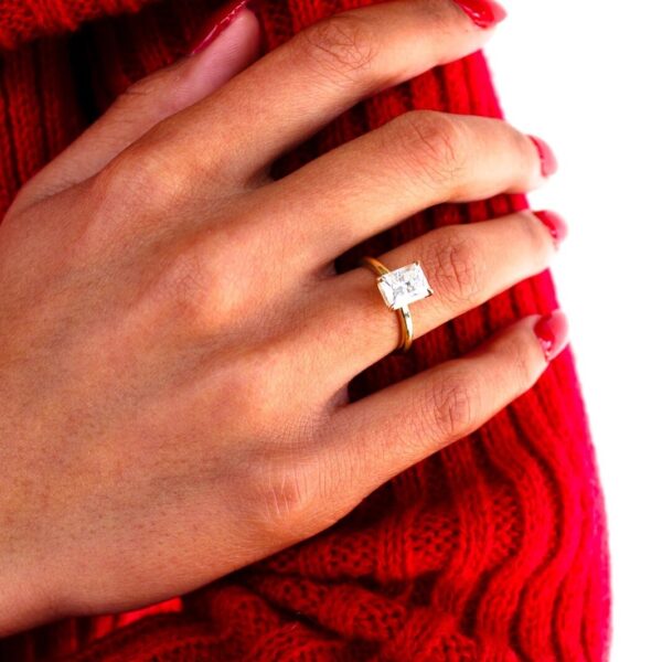 Radiant Moissanite Solitaire Engagement Ring