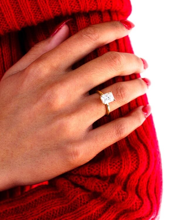 Radiant Moissanite Solitaire Engagement Ring