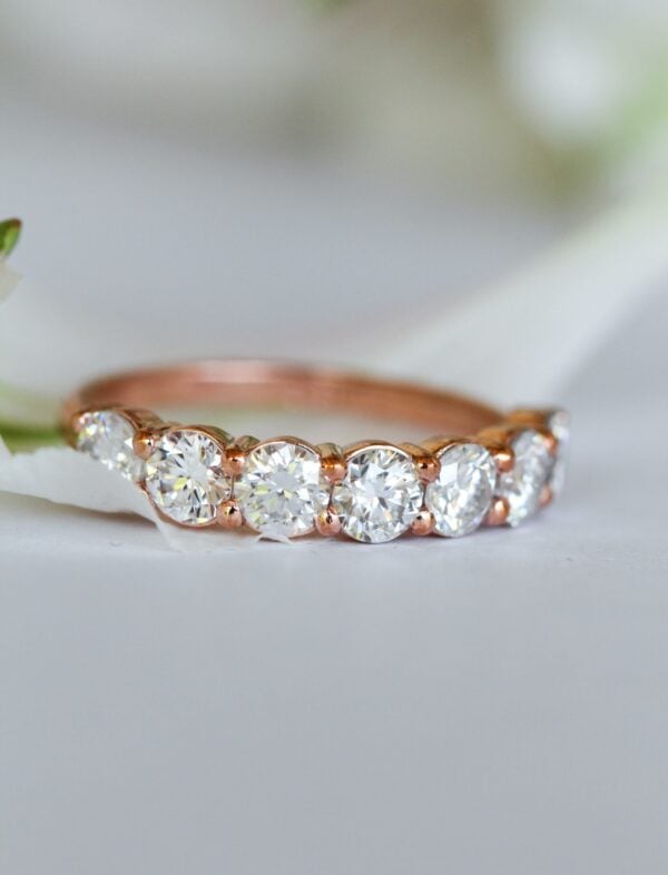 7 Stone Moissanite Eternity Band in 9ct Rose Gold - Image 2