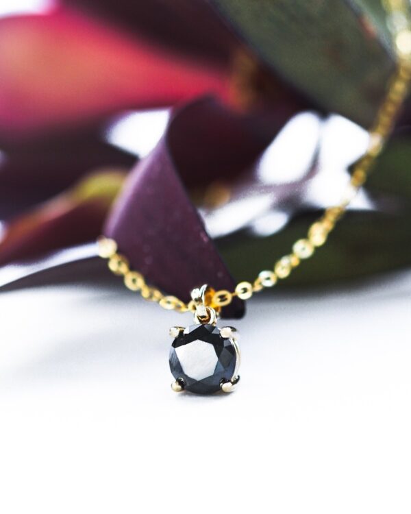 Black Moissanite Solitaire Necklace
