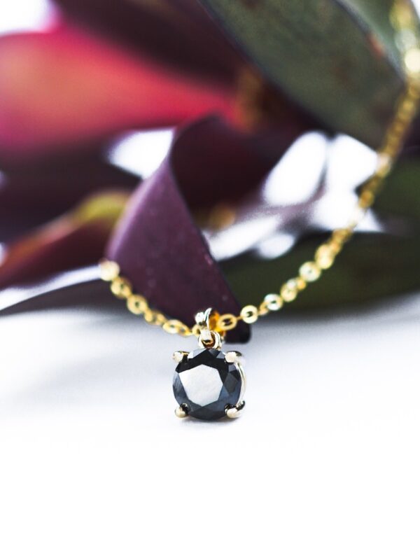 Black Moissanite Solitaire Necklace