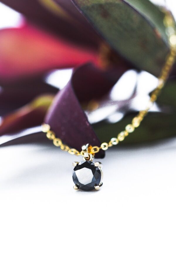 Black Moissanite Solitaire Necklace