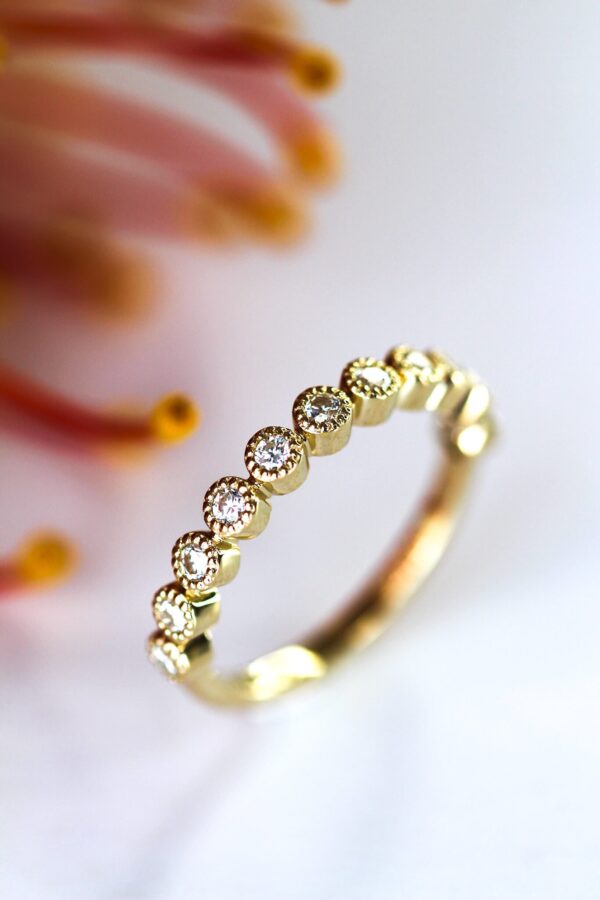 Round Vintage Bezel Moissanite Eternity Ring - Image 3