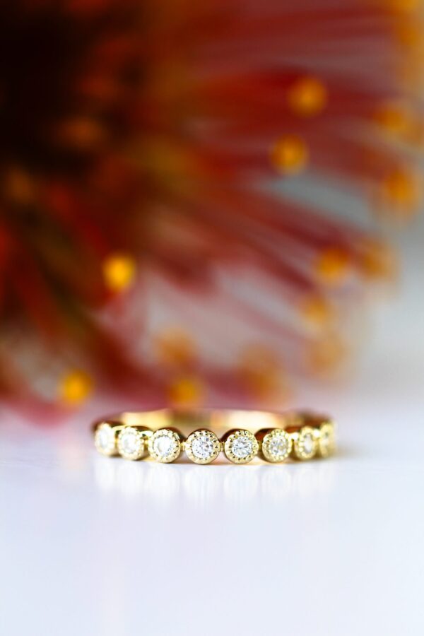 Round Vintage Bezel Moissanite Eternity Ring - Image 4