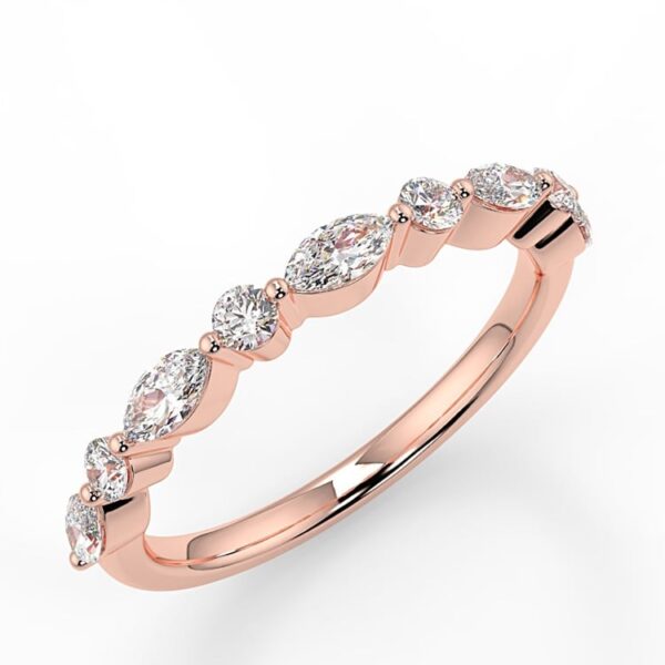 Round Moissanite and Marquise Eternity Ring - Image 2