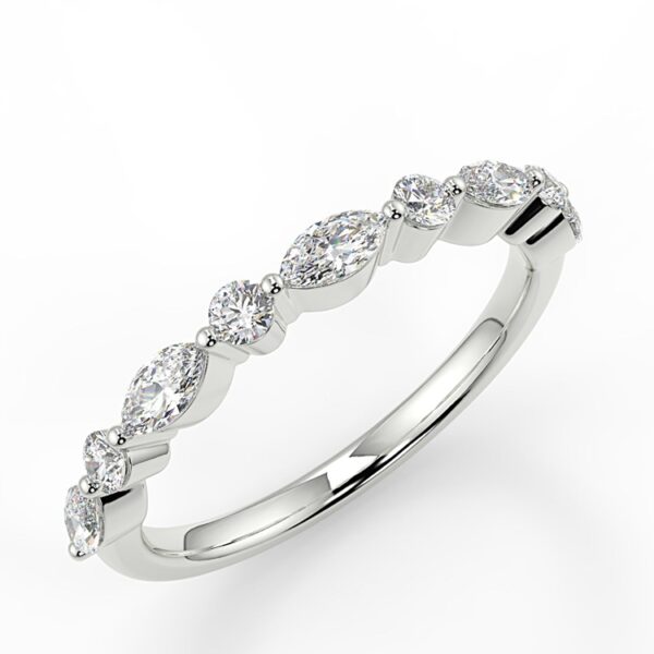 Round Moissanite and Marquise Eternity Ring - Image 4