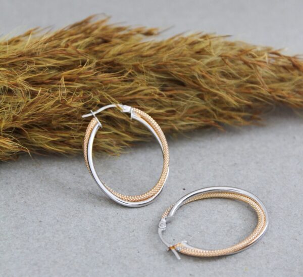 Textured Gold Hoop Earrings - Image 2