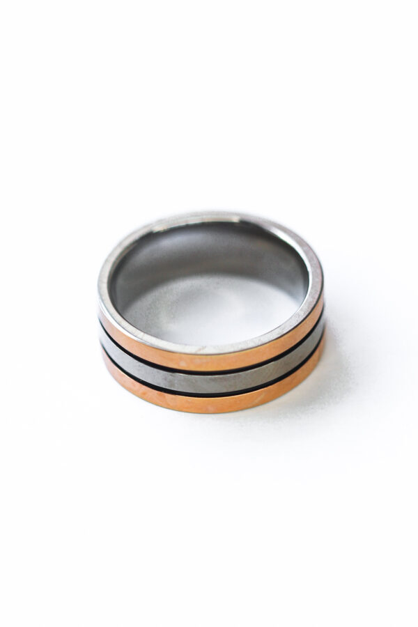 Titanium & Rose Gold Plated Wedding Band (8mm) - Image 2
