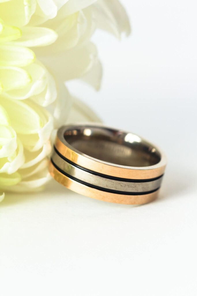Titanium & Rose Gold Plated Wedding Band (8mm)