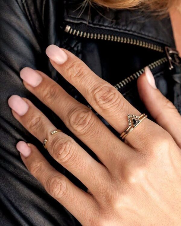 Trillion Black Moissanite Ring Set