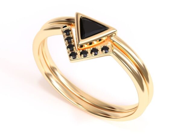 Trillion Black Moissanite Ring Set - Image 2