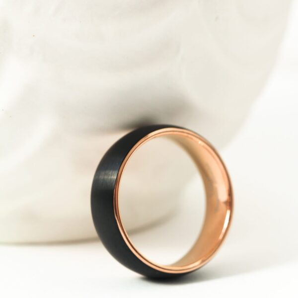 Black Rose Gold Domed Tungsten Ring