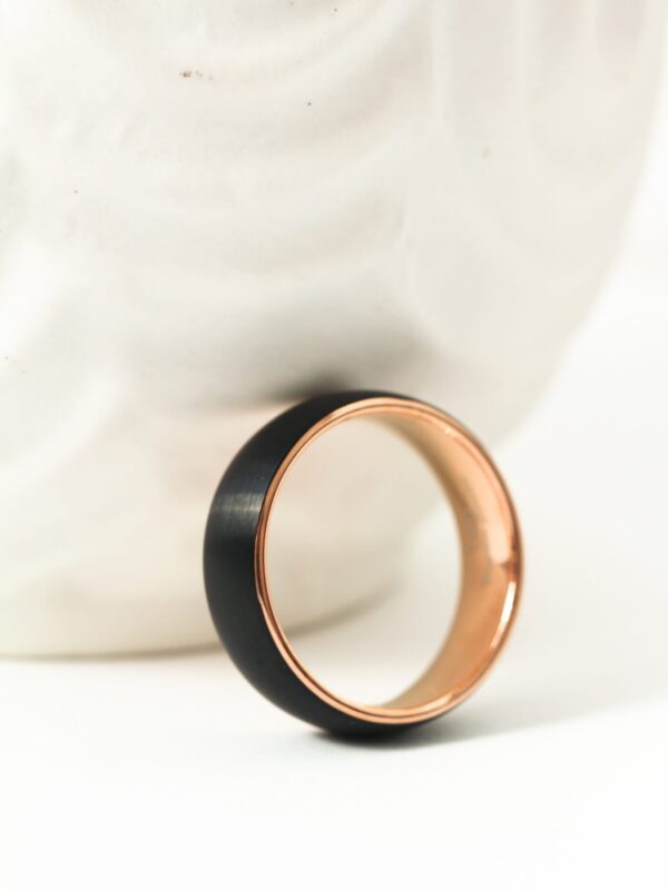 Black Rose Gold Domed Tungsten Ring