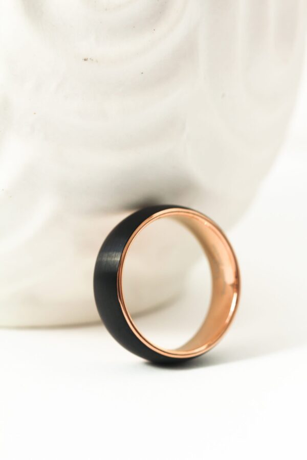 Black Rose Gold Domed Tungsten Ring