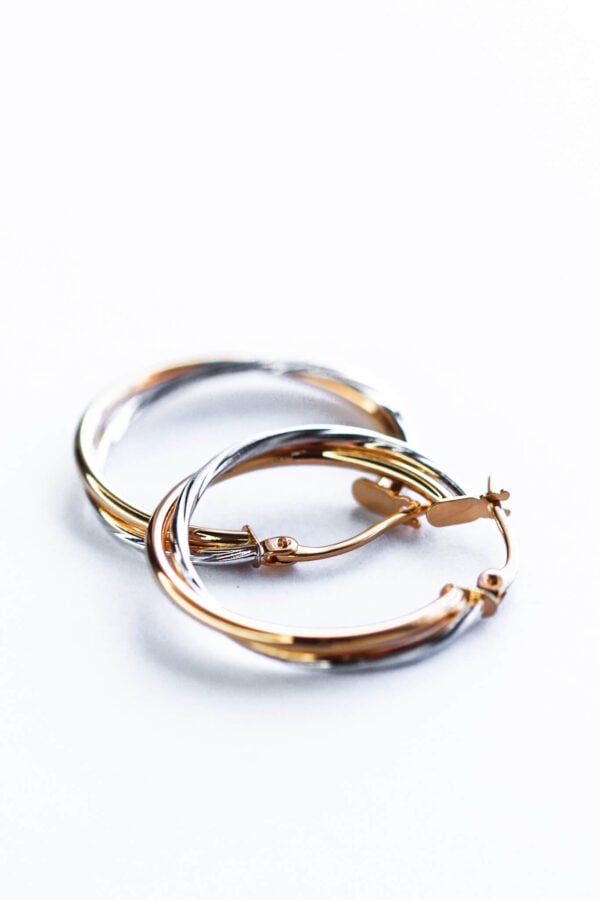 Two Tone Gold Hoop Earrings - Image 2