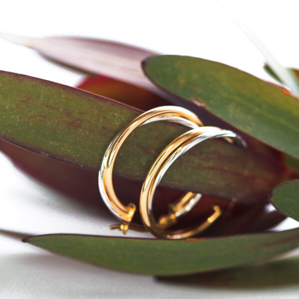 Two Tone Gold Hoop Earrings