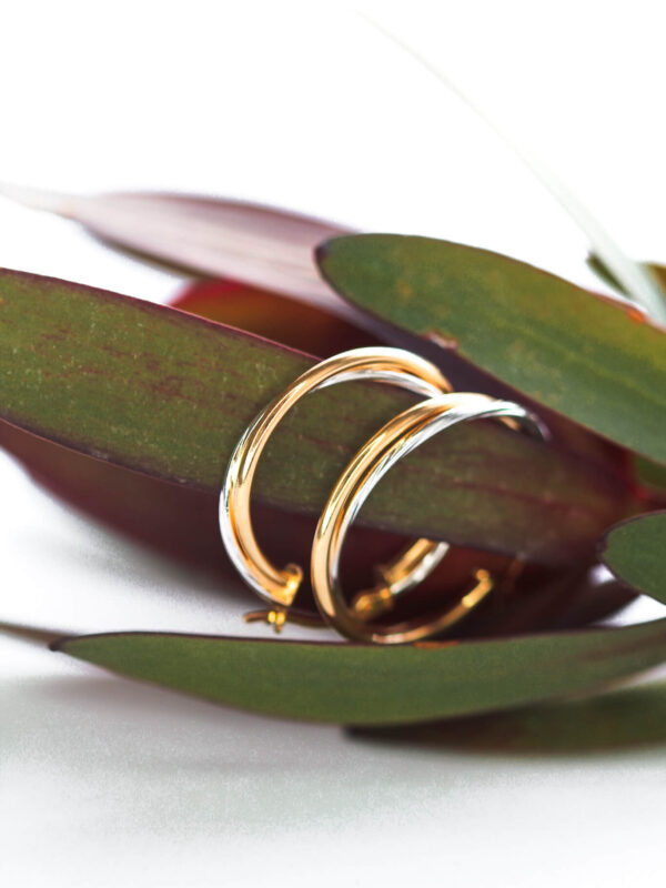 Two Tone Gold Hoop Earrings