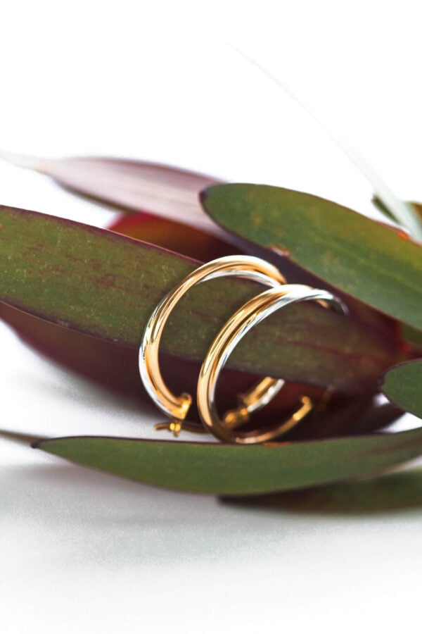 Two Tone Gold Hoop Earrings