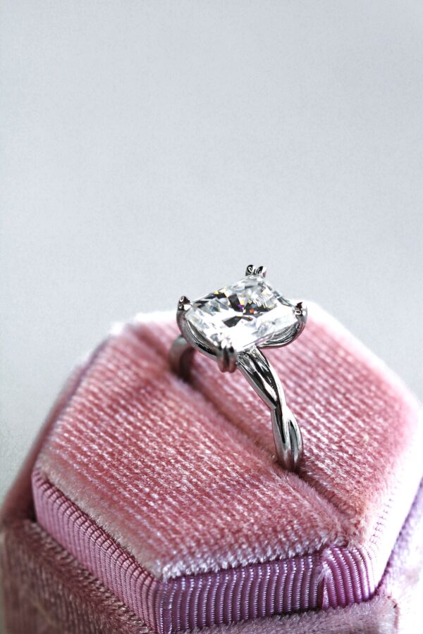Woven Radiant Solitaire Engagement Ring White Gold