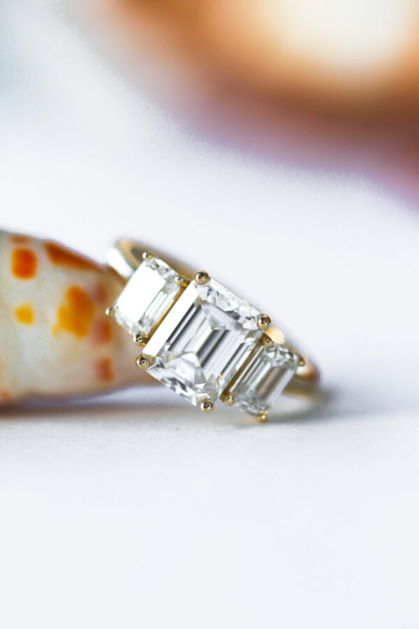 Emerald Cut Trilogy Ring - Image 7