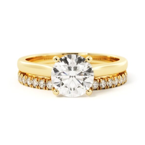 Round Moissanite Tapered Wedding Ring Set - Image 2