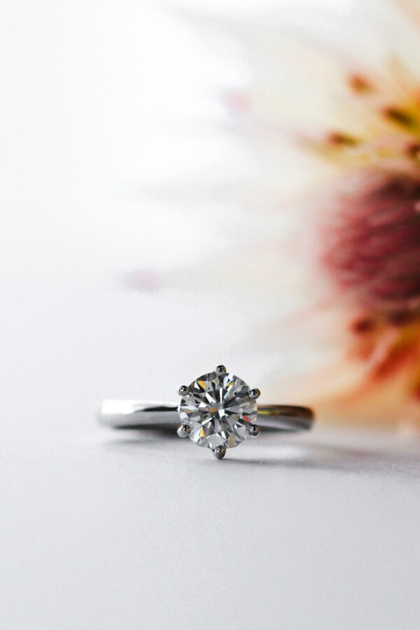 Round Floral Moissanite Solitaire Engagement Ring South Africa 1
