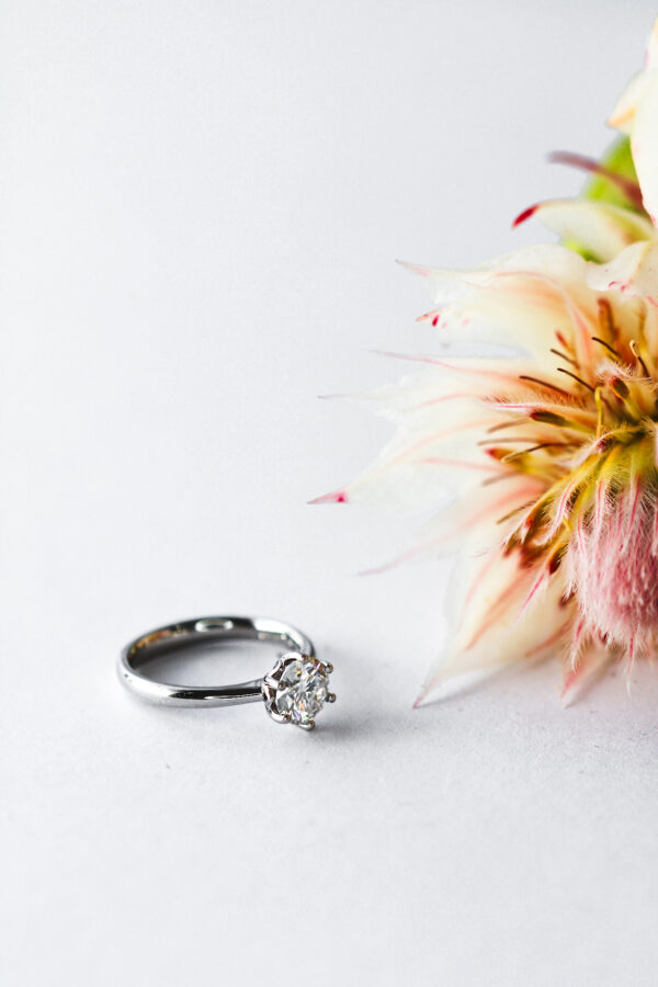 Round Floral Moissanite Solitaire Engagement Ring South Africa