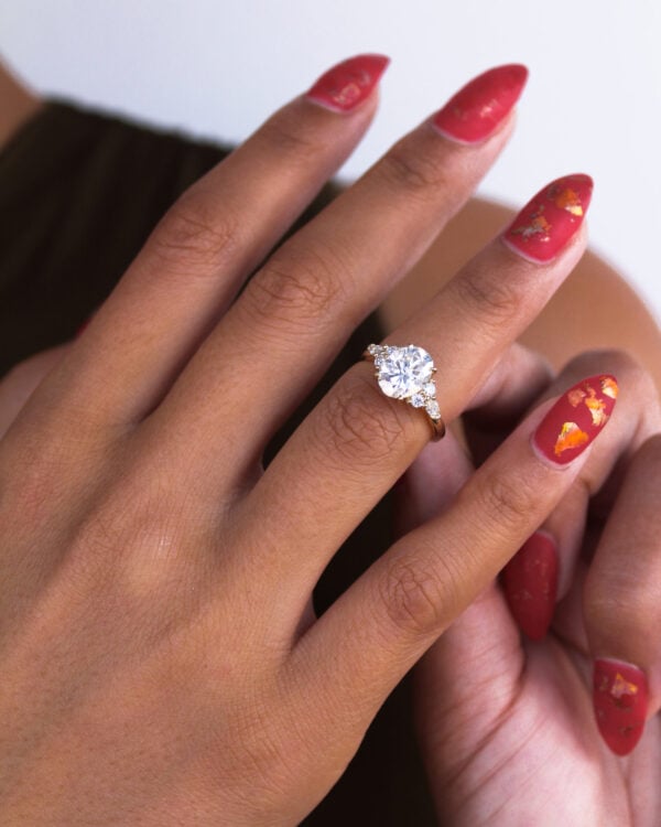 Oval And Marquise Moissanite Cluster Engagement Ring