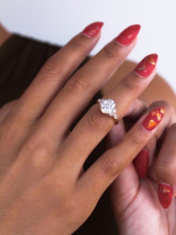 Oval And Marquise Moissanite Cluster Engagement Ring
