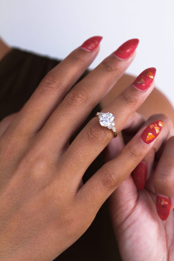 Oval And Marquise Moissanite Cluster Engagement Ring