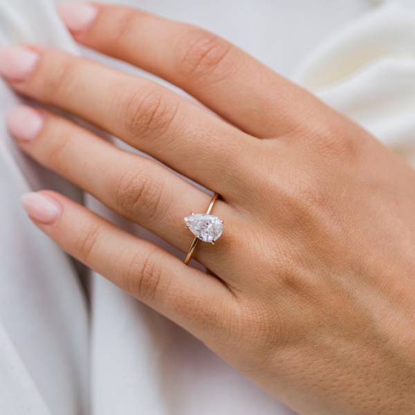 Moissanite Solitaire Pear Engagement Ring