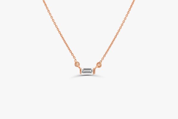 Gold Baguette Moissanite Necklace - Image 3